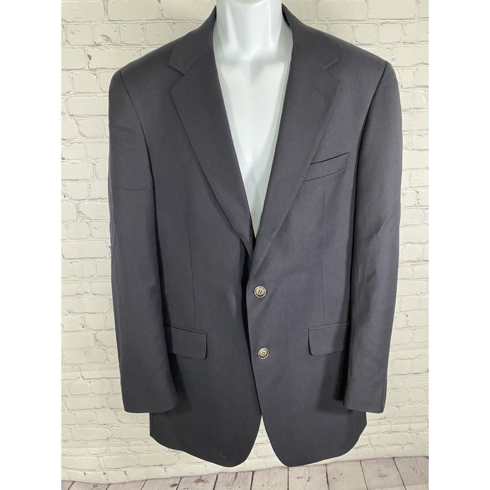 VTG Bill Blass For Marshall Fields All Wool Dark Blue 2 Button Jacket Blazer 40L